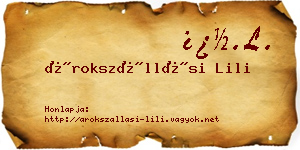 Árokszállási Lili névjegykártya